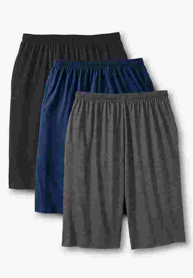 Lightweight Longer Length Jersey Shorts 3-Pack image number 0