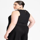 Linen-Blend Boxy Scoop Neck Crop Tank image number 1