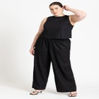 Linen-Blend Boxy Scoop Neck Crop Tank image number 2