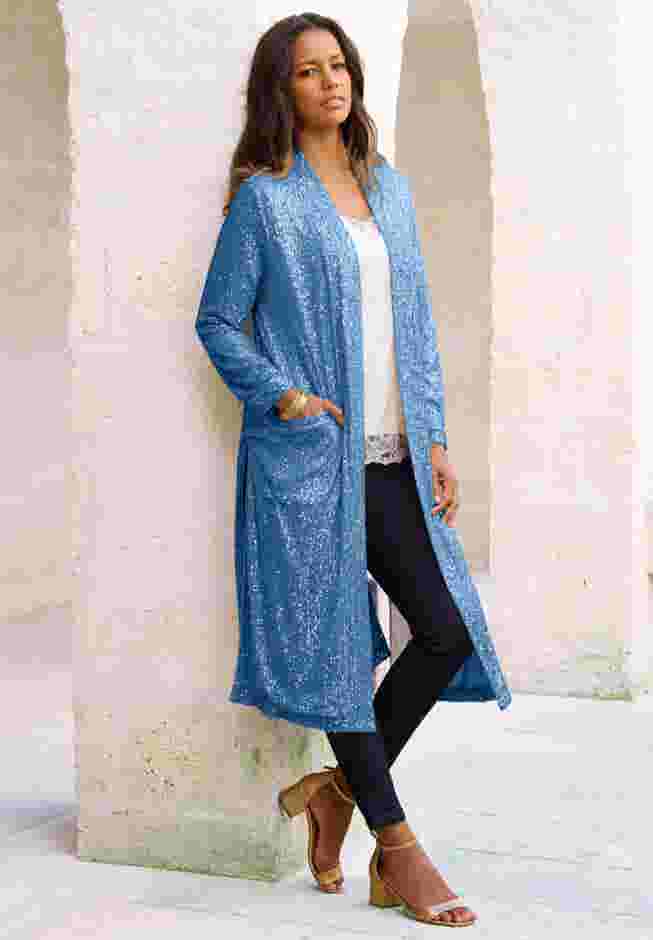 Plus Size Sequin Duster image number 4