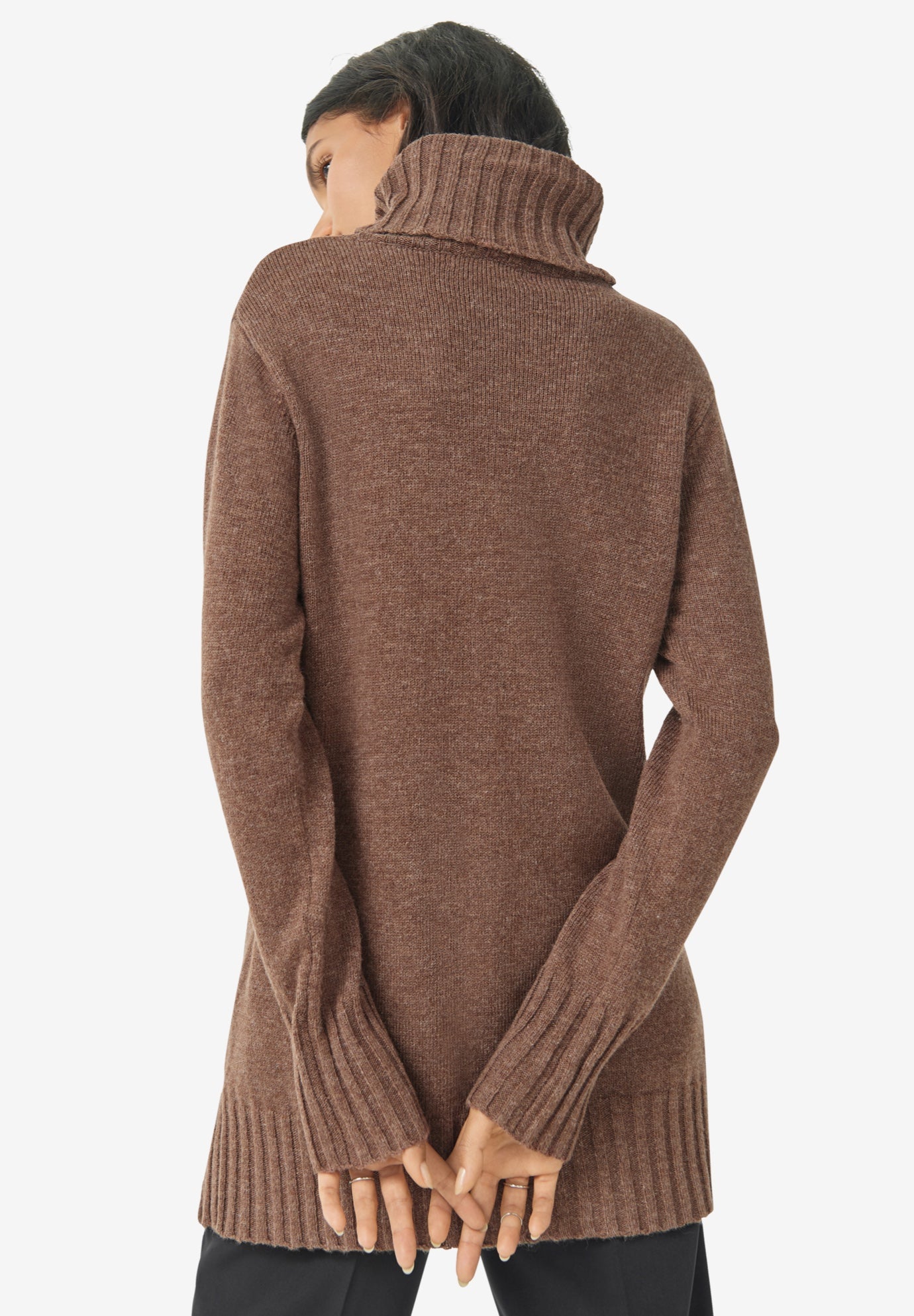 Ribbed Turtleneck Tunic Sweater image number 1