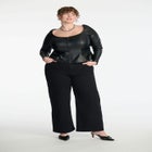 Faux Leather Zipper Peplum Top image number null