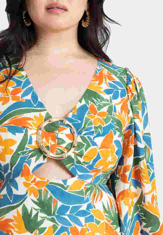 Linen Hardware Detail Mini Dress image number 3