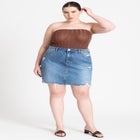 Distressed Denim Mini Skirt image number null