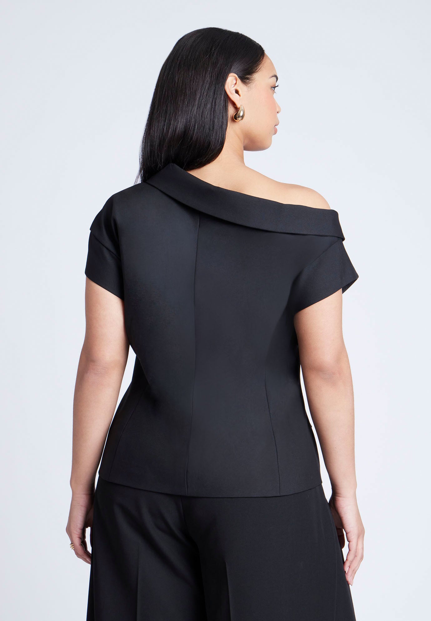 Asym Neckline Short Sleeve Blazer image number 1