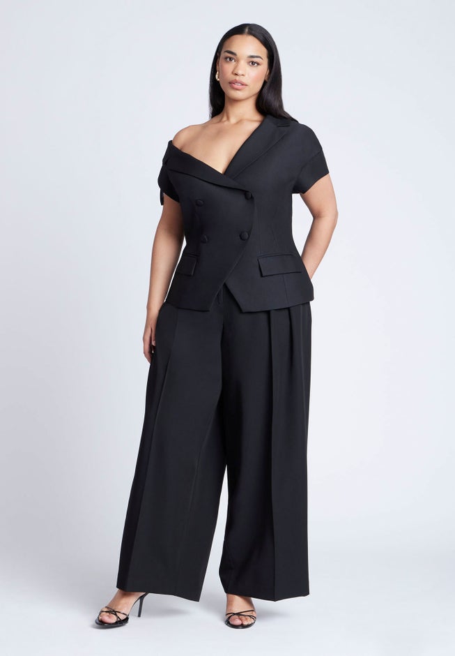 Asym Neckline Short Sleeve Blazer image number 2