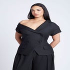 Asym Neckline Short Sleeve Blazer image number null