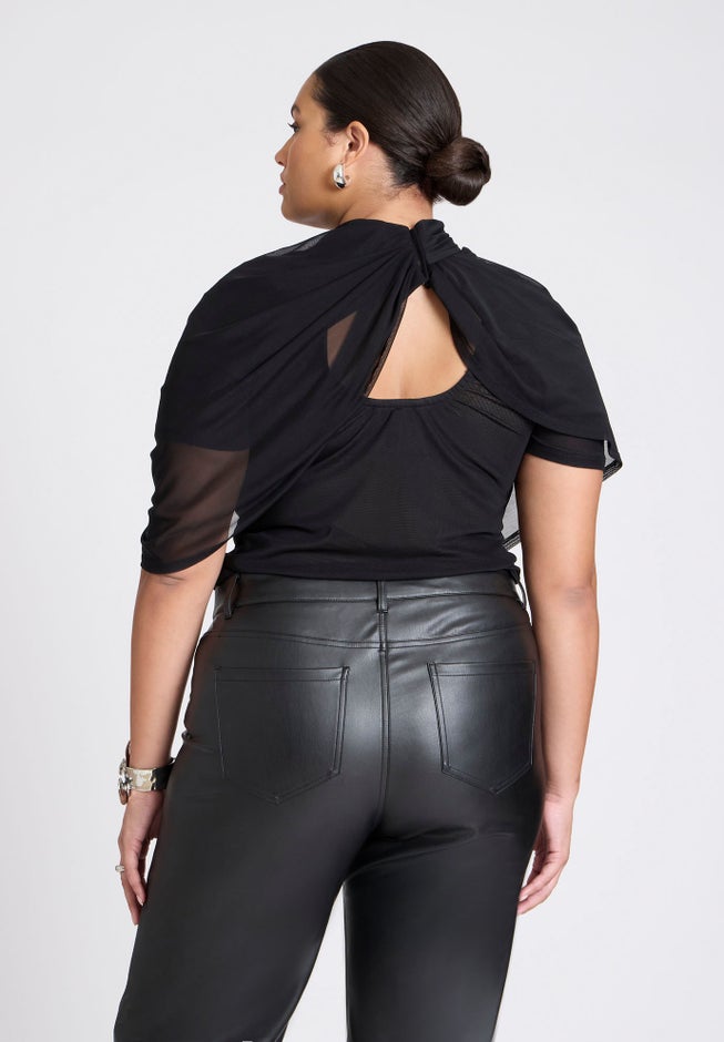 Sheer Wrap Drape Blouse image number null