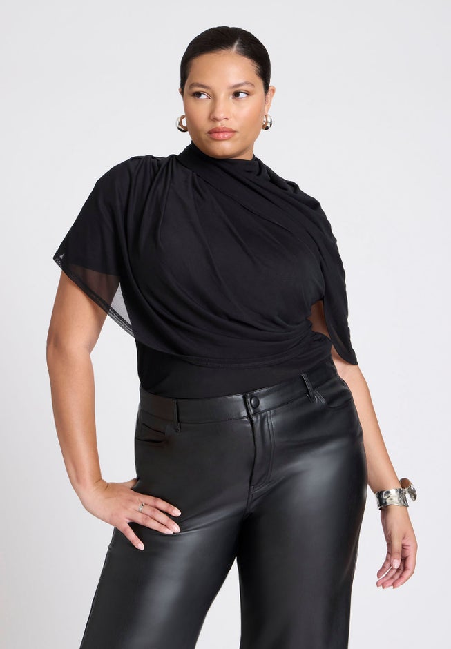 Sheer Wrap Drape Blouse image number null