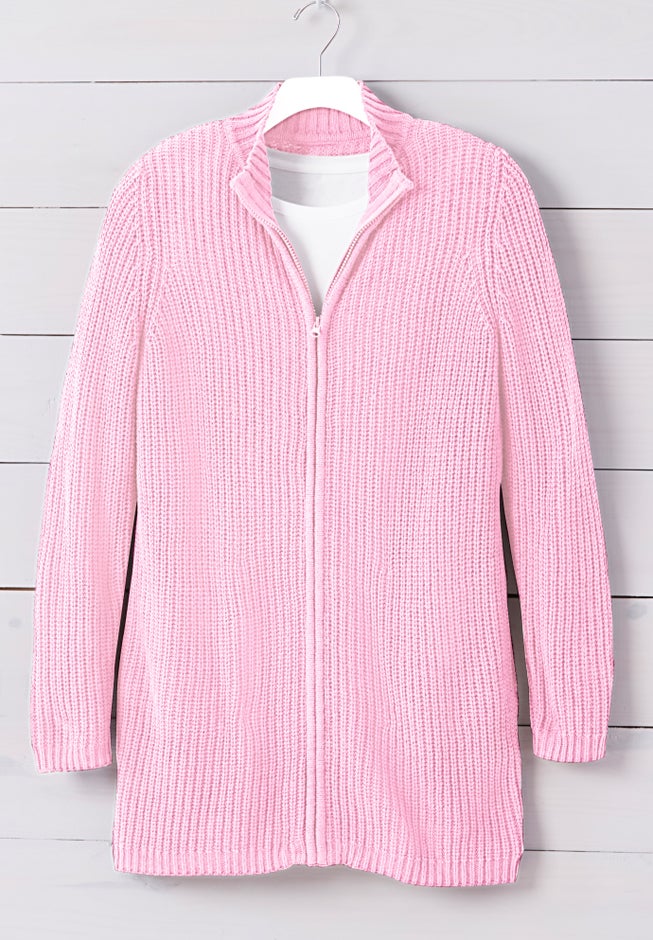 Zip Front Shaker Cardigan image number 3