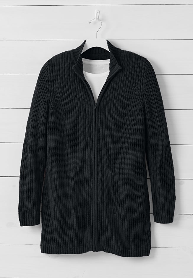 Zip Front Shaker Cardigan Sweater image number 1