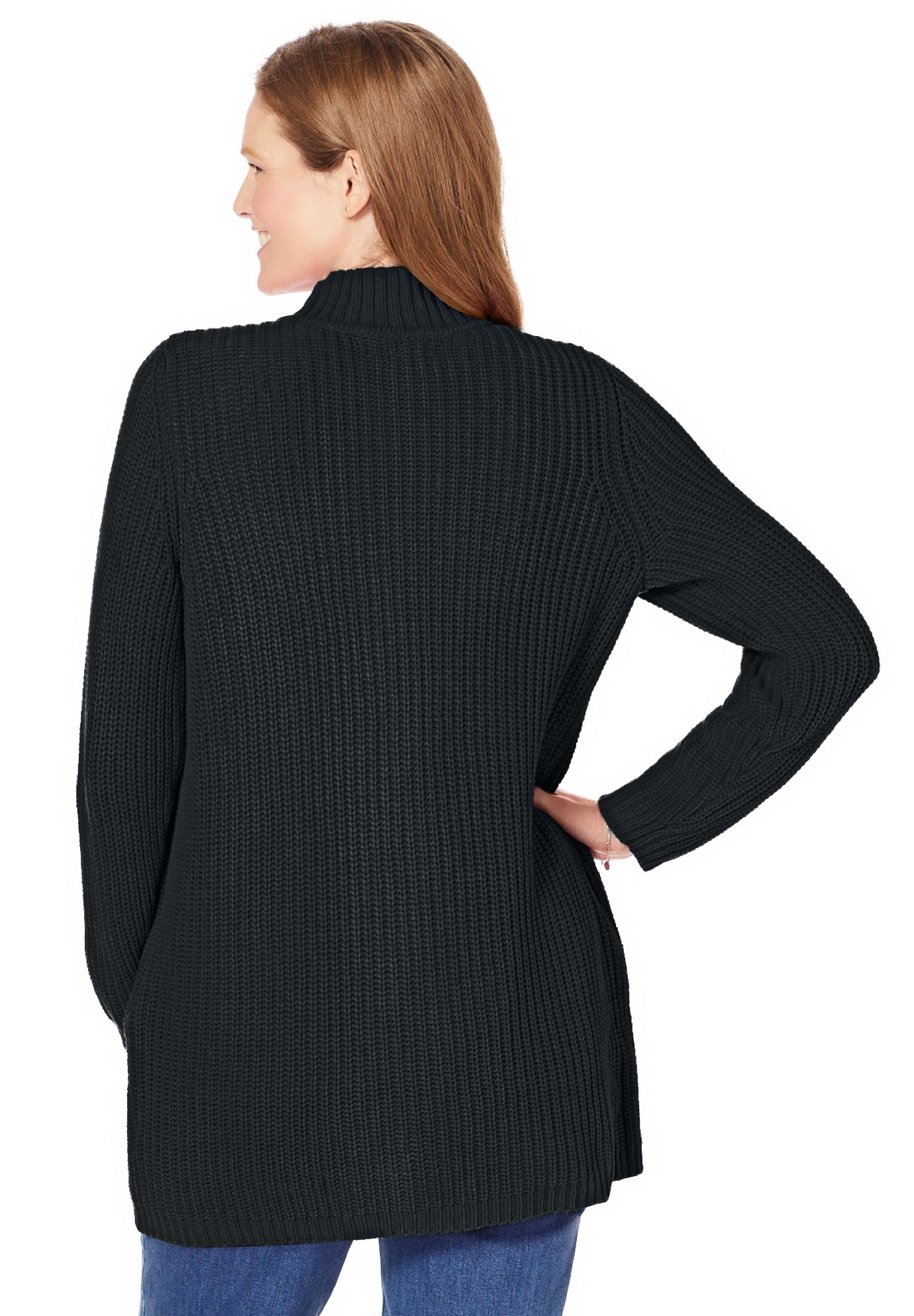 Zip Front Shaker Cardigan Sweater image number 3
