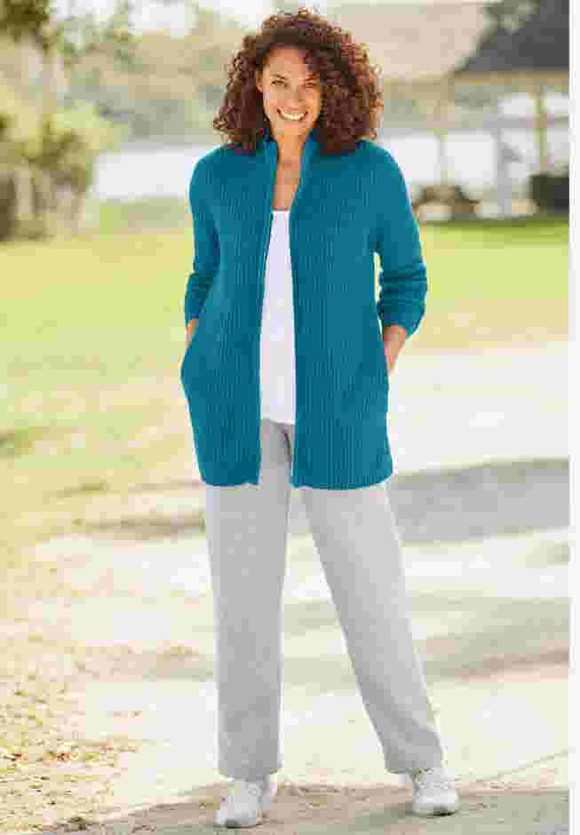 Zip Front Shaker Cardigan image number 1