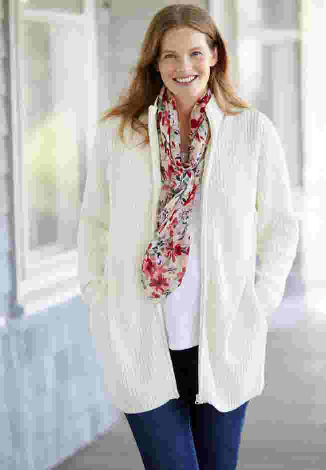 Zip Front Shaker Cardigan image number 2