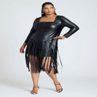 Fringe Faux Leather Dress image number null