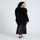 Pleat Hem V-Neck Dress image number null