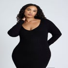 Pleat Hem V-Neck Dress image number null