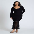 Pleat Hem V-Neck Dress image number null