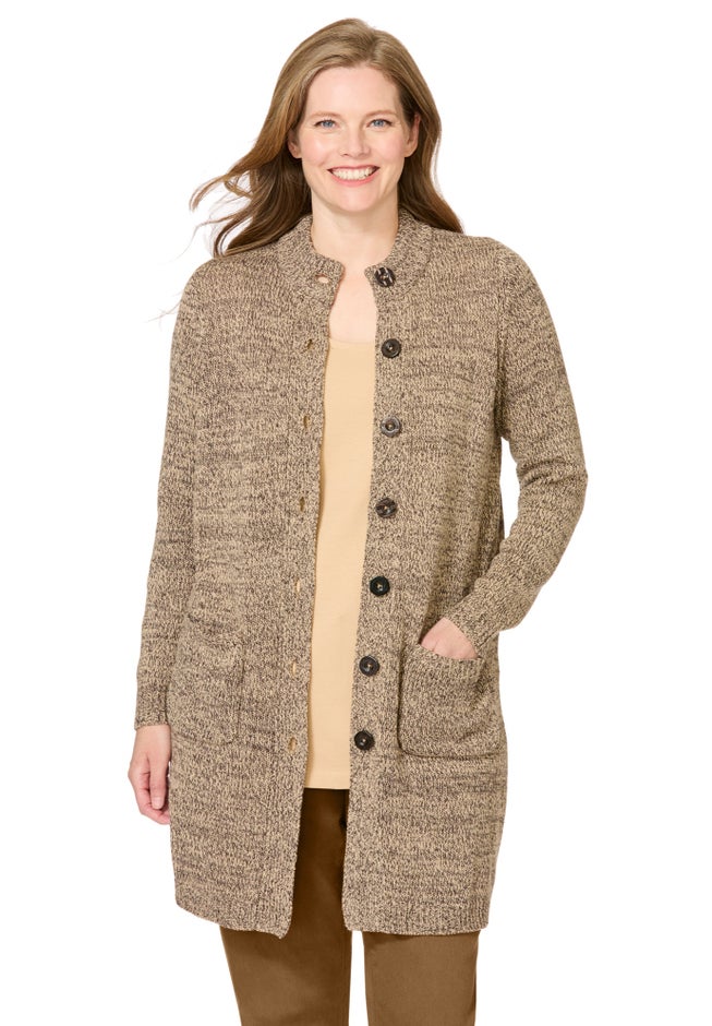 Marled Jacket Duster Sweater image number 1