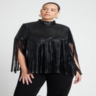 Faux Leather Fringe Cape image number null