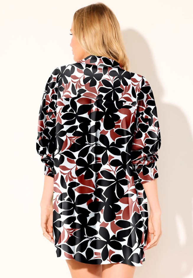 Oversized Buttondown Lounge Cover Up Shirt image number 8