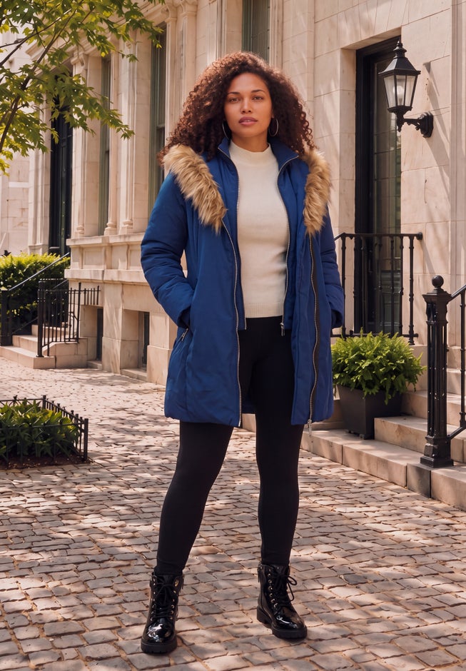 Plus Size Double Layer Puffer Coat image number 1
