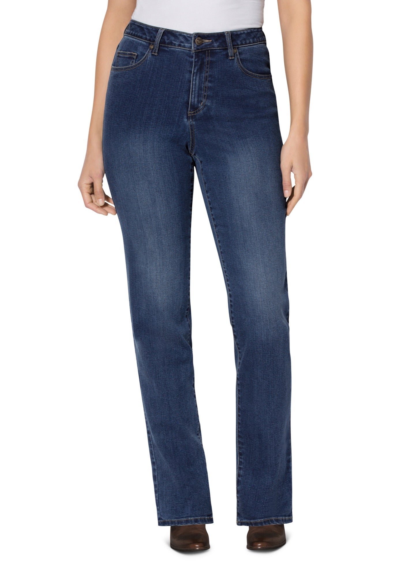 Straight-Leg Stretch Comfort Denim Five-Pocket Jeans image number 0