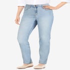 Straight-Leg Stretch Comfort Denim Five-Pocket Jeans image number null