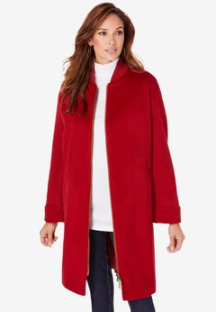 Plus Size Wool Blend Driving Coat