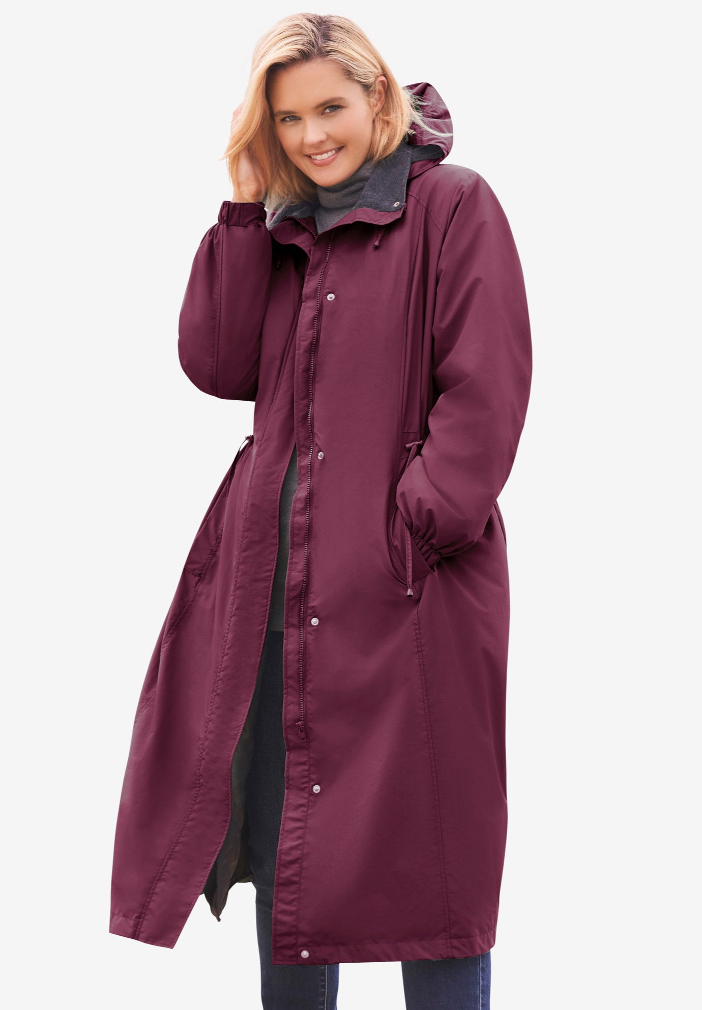 Long Hooded Taslon&reg; Jacket image number 0