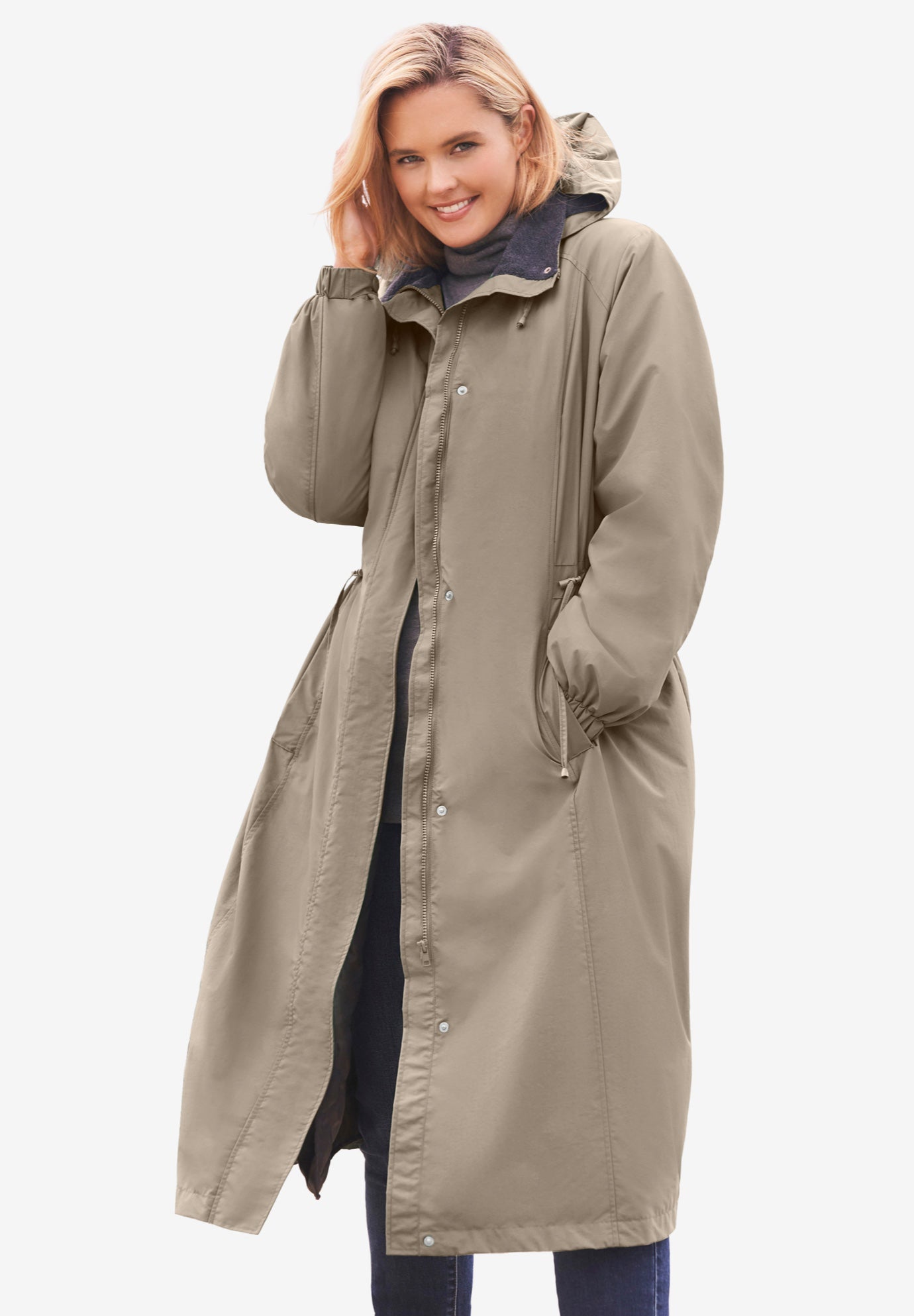 Long Hooded Taslon&reg; Jacket image number 0