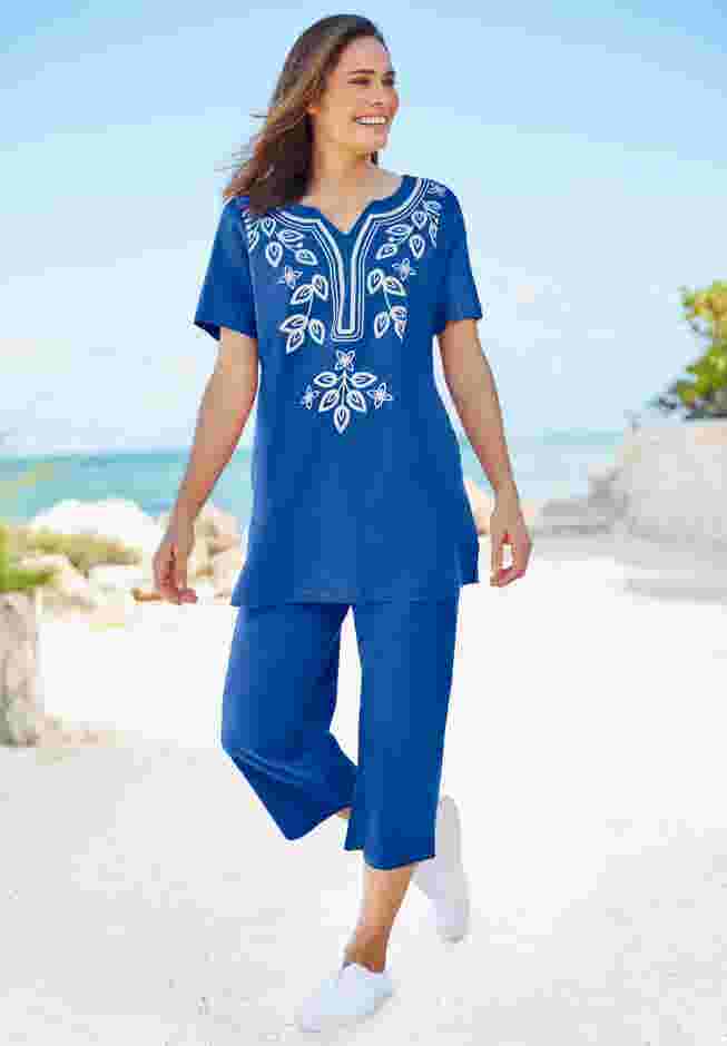 Printed Tunic and Capri Set image number 3