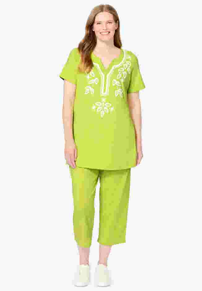 Printed Tunic and Capri Set image number 0