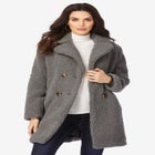Plus Size Double Breasted Teddy Coat image number null