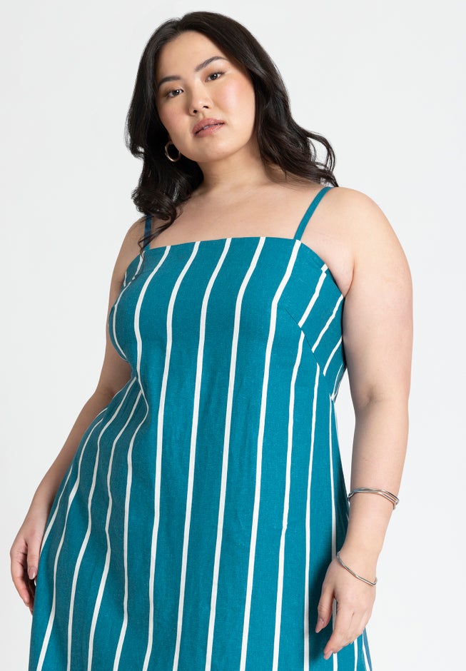 Stripe Linen Midi Dress image number 2