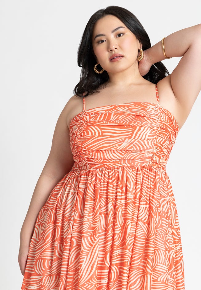 Shirred Bodice Flare Dress image number null