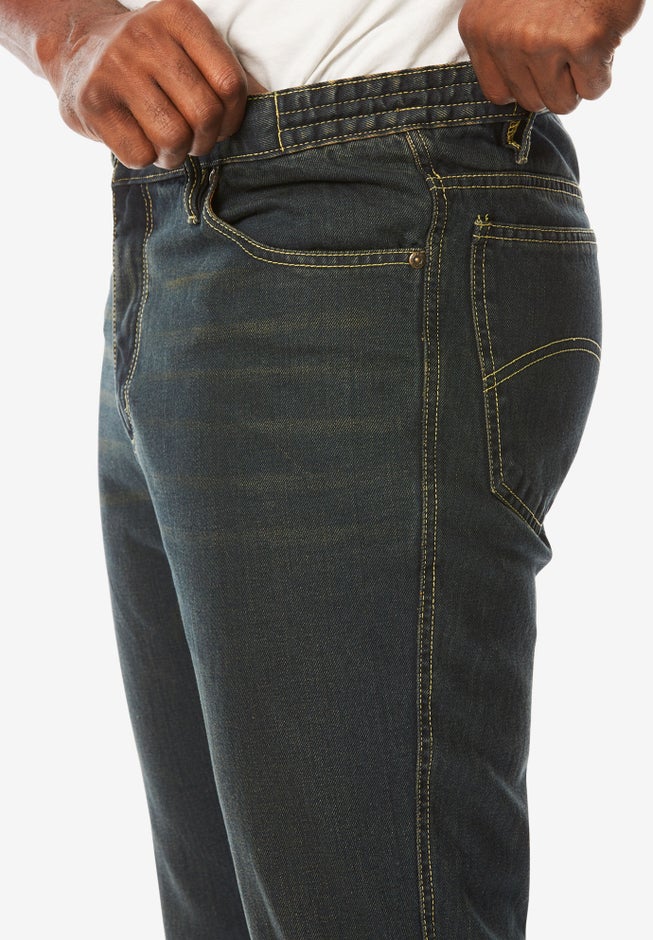 Athletic Fit Side Elastic 5-Pocket Jeans image number 3