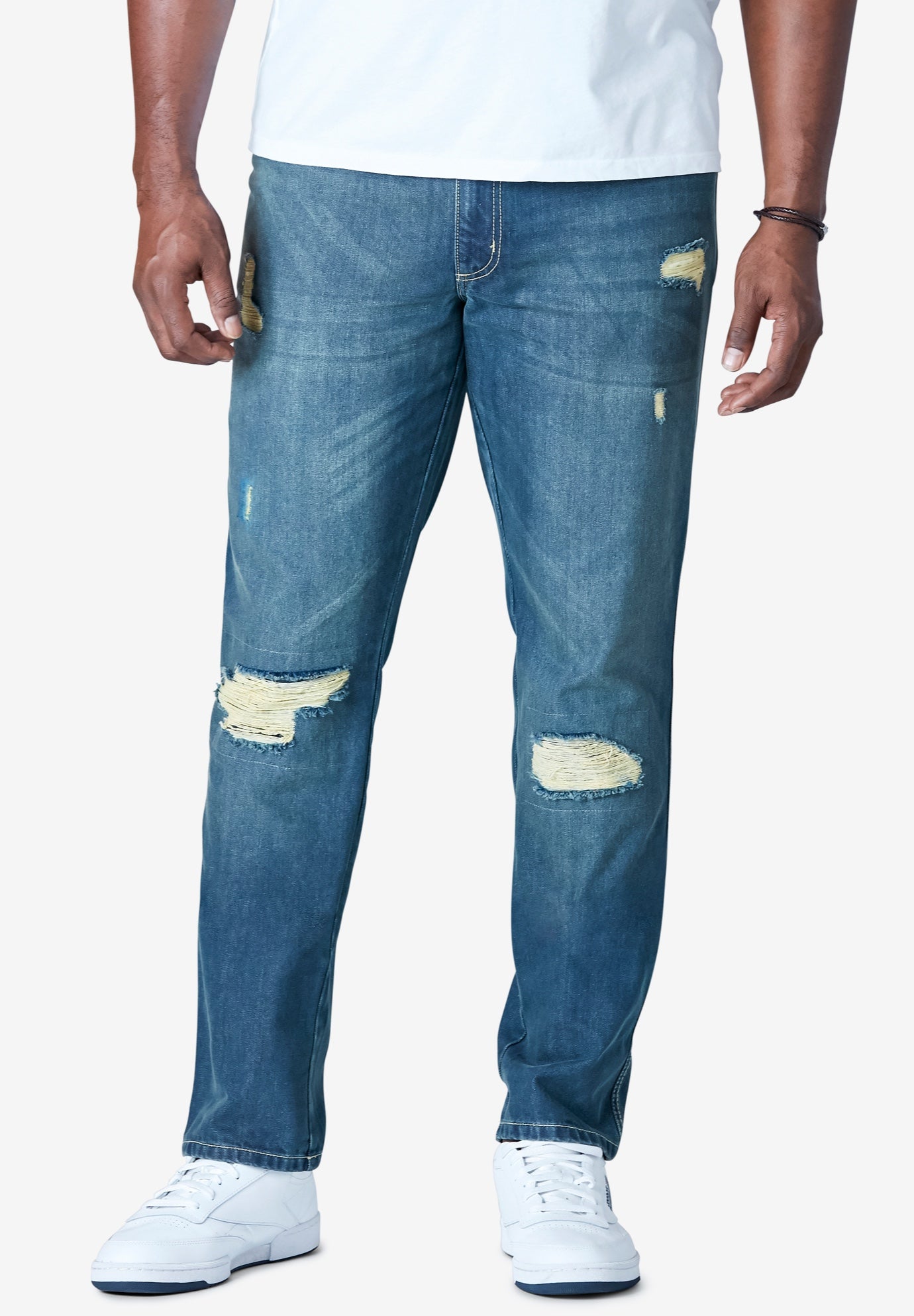 Athletic Fit Side Elastic 5-Pocket Jeans image number 0