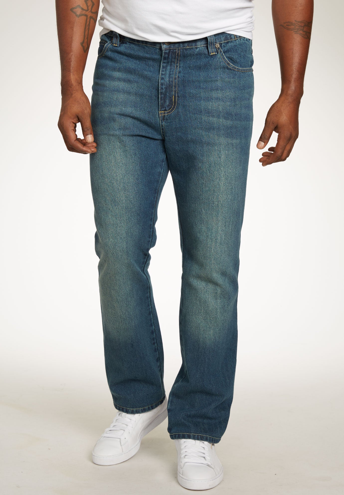 Athletic Fit Side Elastic 5-Pocket Jeans image number 0