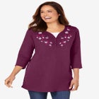 7-Day Layered-Look Embroidered Henley Tunic image number null