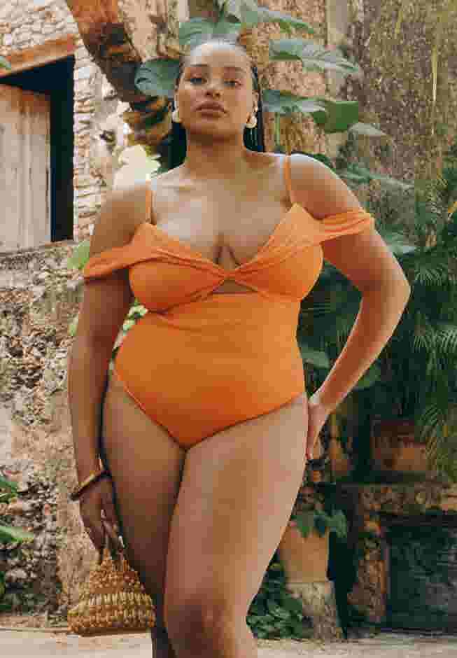 Off The Shoulder One Piece Swimsuit image number 0