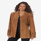 Plus Size Fringe Suede Jacket image number null