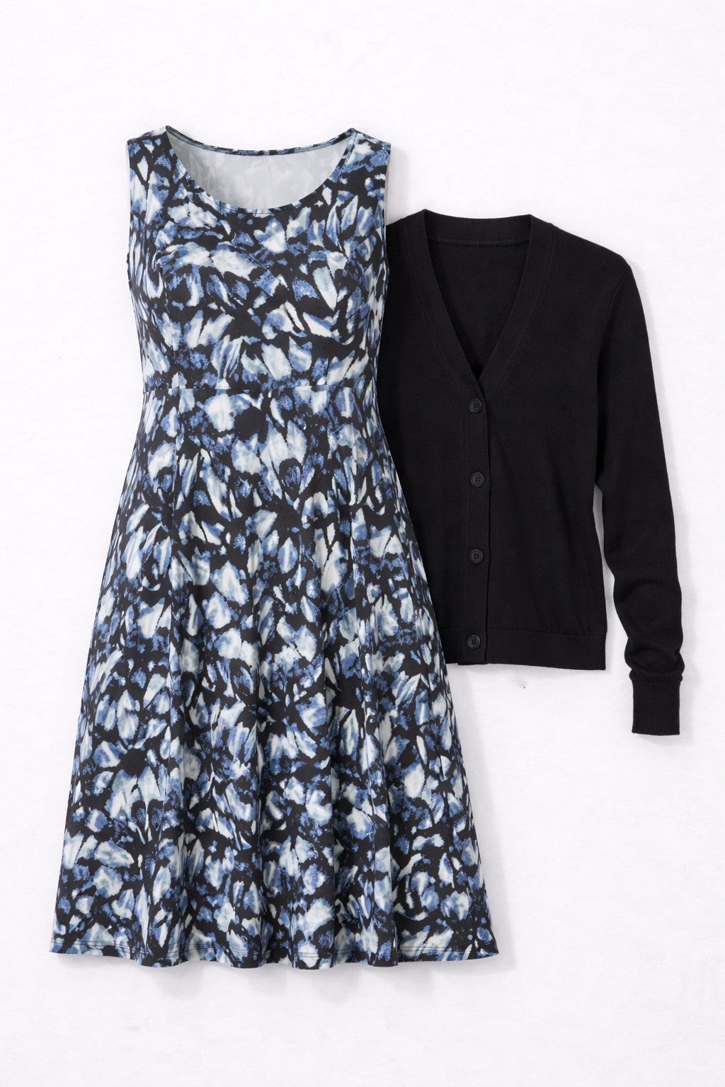 Stretch Jersey Knit Sleeveless Scoop Neck Fit and Flare Dress image number 2