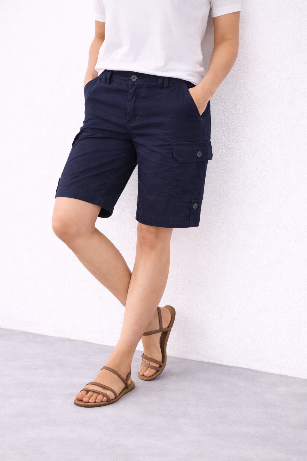 Stretch Mid-rise Cargo Convertible Bermumda Shorts image number 0