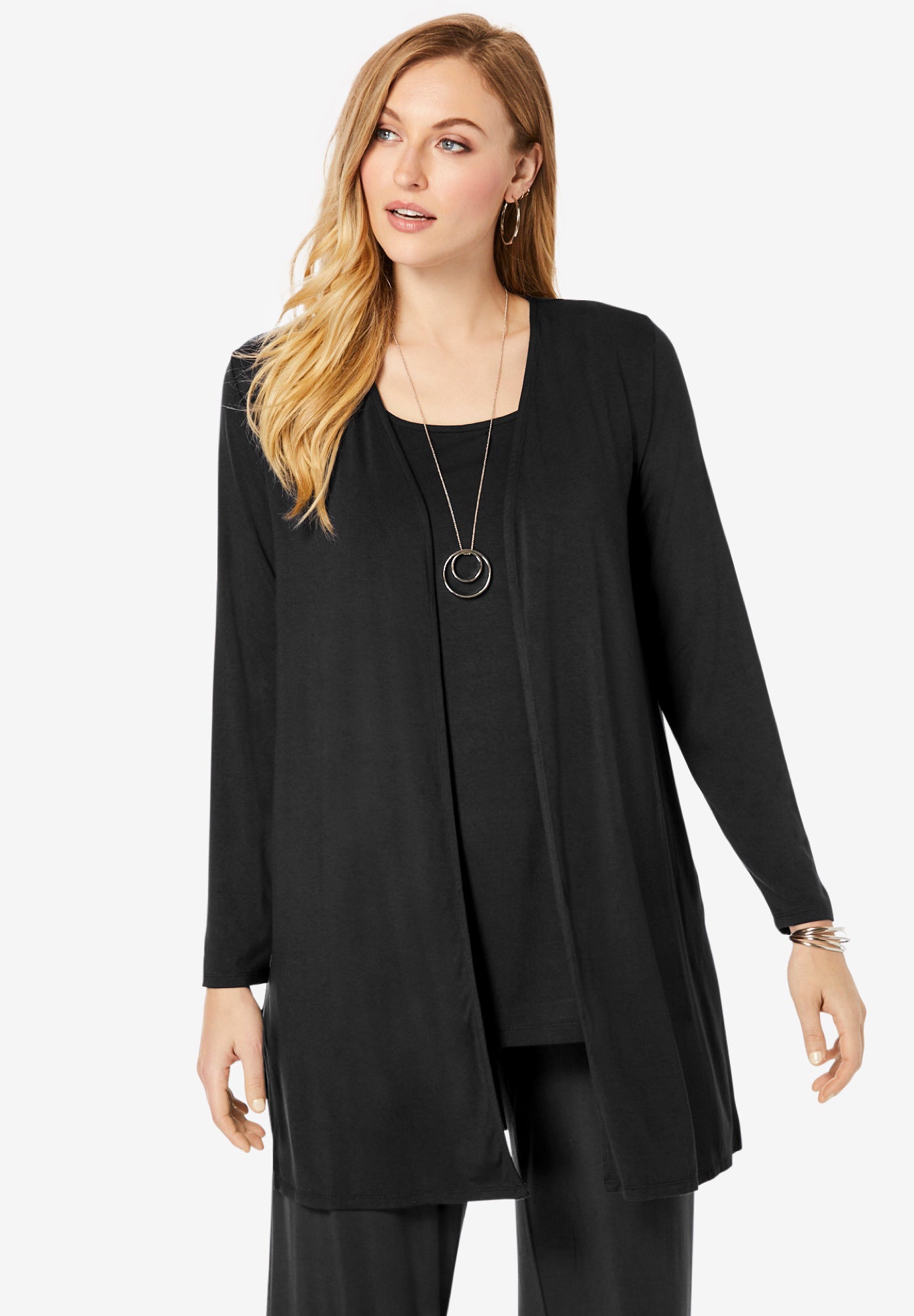 Everyday Stretch Knit Open Front Cardigan image number 0