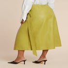 Double Belt Wrap Faux Leather Skirt image number null