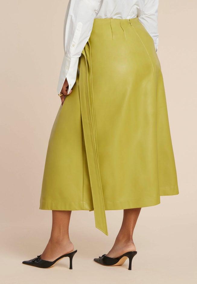 Double Belt Wrap Faux Leather Skirt image number 2