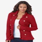 Plus Size Military-Inspired Ribbed Cardigan Sweater image number null