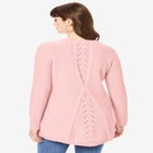 Plus Size Lace Yoke Pullover Sweater image number null