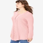 Plus Size Lace Yoke Pullover Sweater image number null